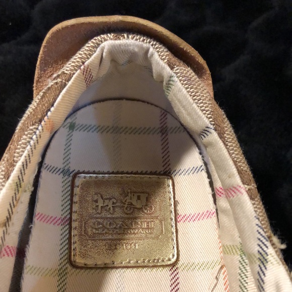 Coach Britt classic brown and tan with gold detail Velcro sneakers size 8 1/2 - Picture 7 of 14